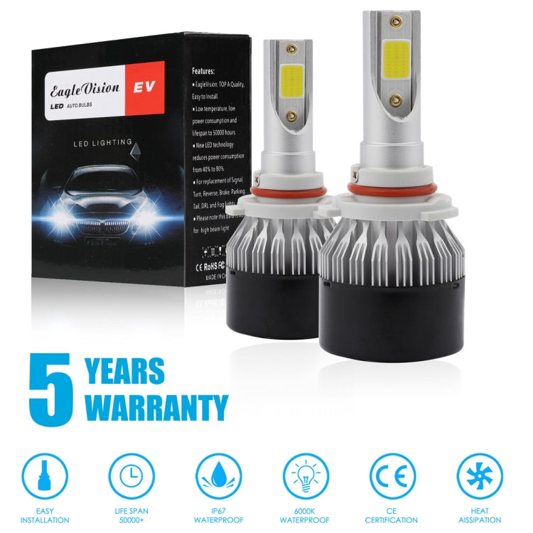 EV9 2 PCS 9006 / HB4 18W 2000LM 6000K Xenon White IP65 DOB LED Headlight Bulbs High Beam Conversion Kit DC 9-30V