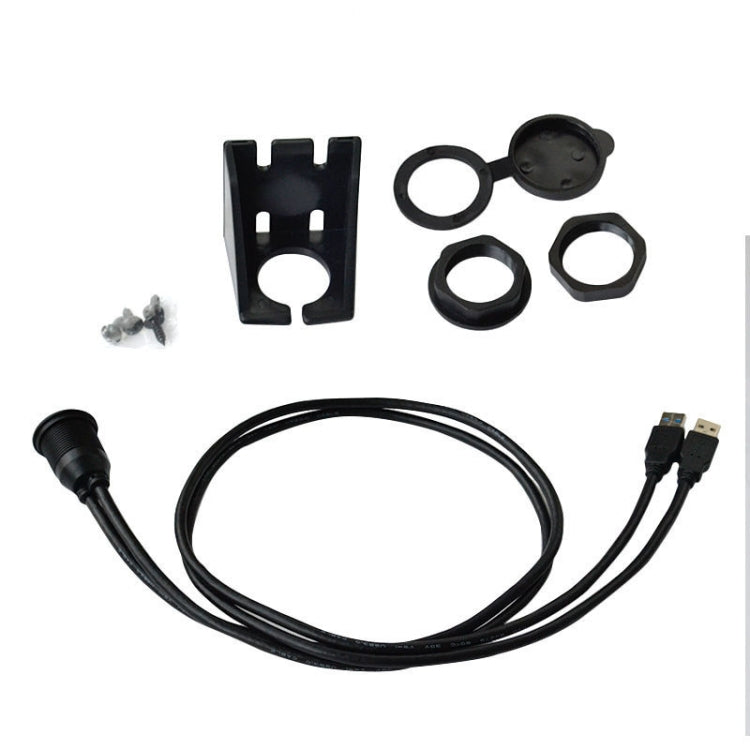 1m Flush Mount USB 3.0 Dock Car Ship Motorcycle Dashboard Panel Male to Female Data Waterproof Extension Cord(Black)