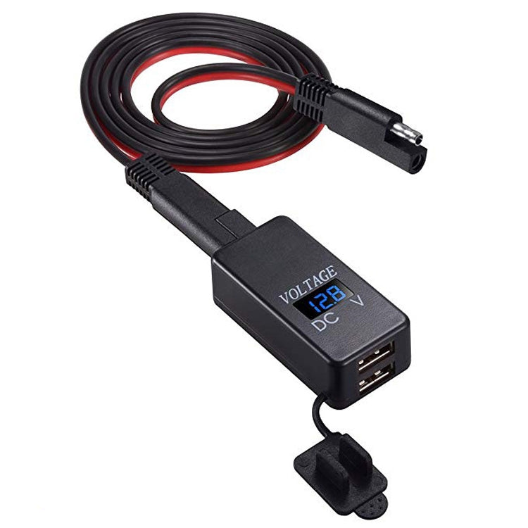 Motorcycle Car Charger Dual USB Mobile Phone Charger with Digital Voltage Display