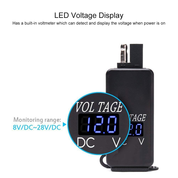 Motorcycle Car Charger Dual USB Mobile Phone Charger with Digital Voltage Display