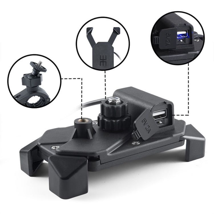 Motorcycle Mobile Phone Charging Stand with USB Charging, Suitable for 3.5-7 inch Phones