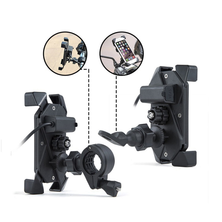 Motorcycle Mobile Phone Charging Stand with USB Charging, Suitable for 3.5-7 inch Phones