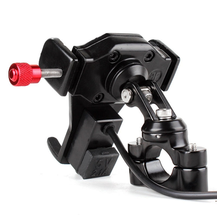 360 Degree Rotating Motorcycle Mobile Phone Holder with USB charger, Suitable for 3.5-6.6 inch Phones