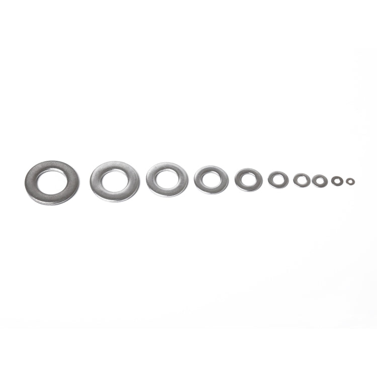 275 PCS Round Shape Stainless Steel Flat Washer Assorted Kit M2-M16 for Car / Boat / Home Appliance