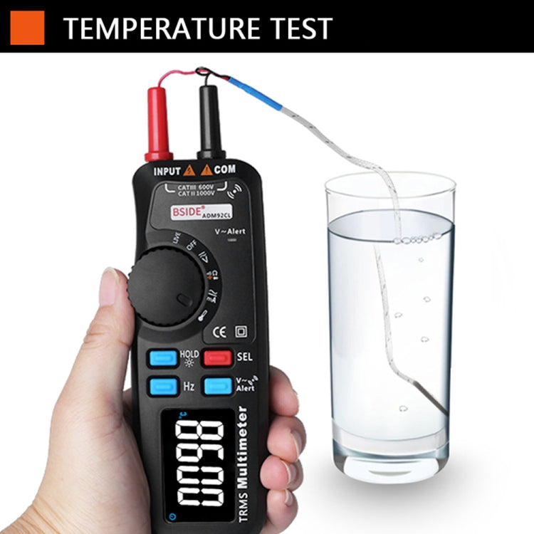 BSIDE ADM92CL Car Digital Multimeter Pen DC/AC Ammeter Voltmeter Multitester Thermometer Capacitance ohm Tester