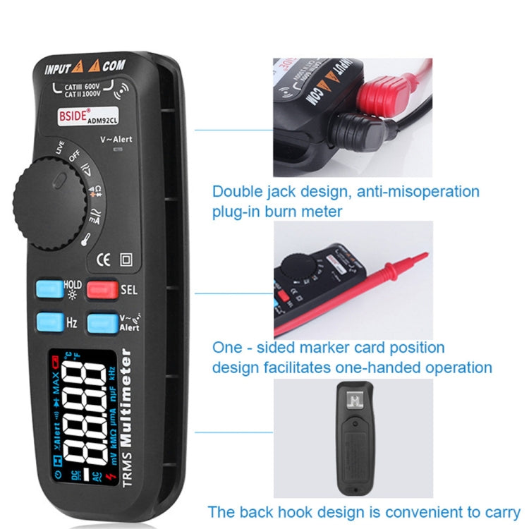 BSIDE ADM92CL Car Digital Multimeter Pen DC/AC Ammeter Voltmeter Multitester Thermometer Capacitance ohm Tester