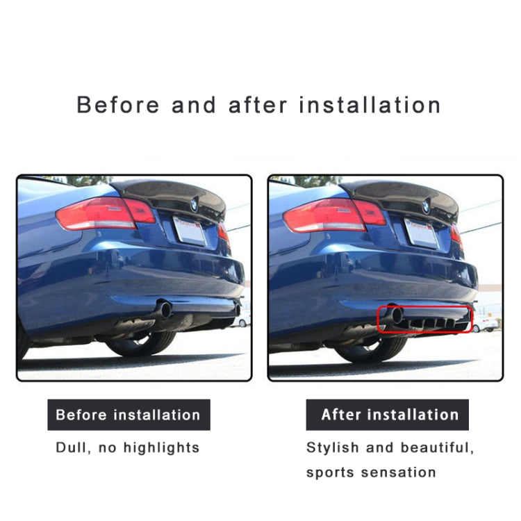 Universal Car Rear Bumper Lip Diffuser 3 Shark Fin Style Black ABS, Size: 35.0x15.0x5.0cm