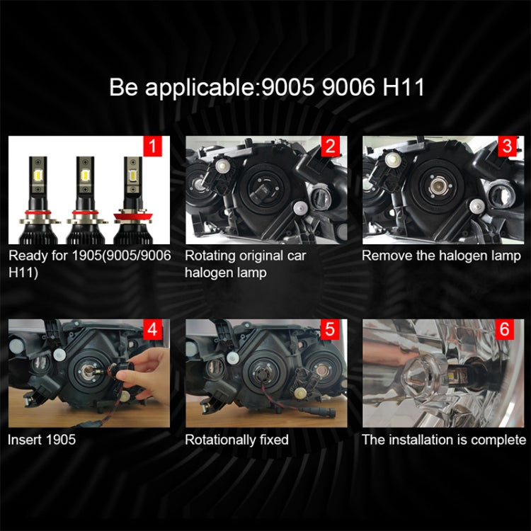 2 PCS 1905 9006 / HB4 DC9-36V / 23W / 6000K / 3000LM IP68 Car LED Headlight Lamps