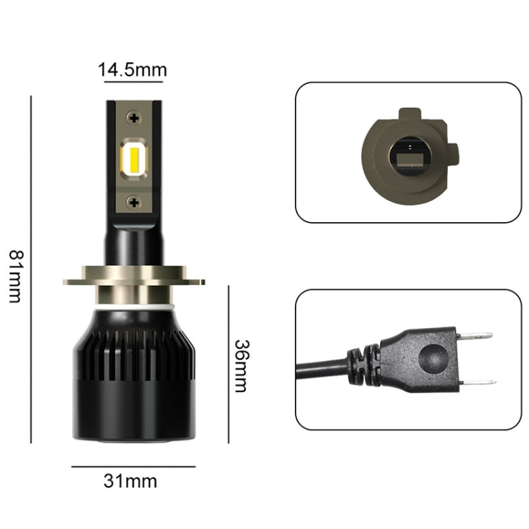 2 PCS 1905 H7 DC9-36V / 23W / 6000K / 3000LM IP68 Car LED Headlight Lamps