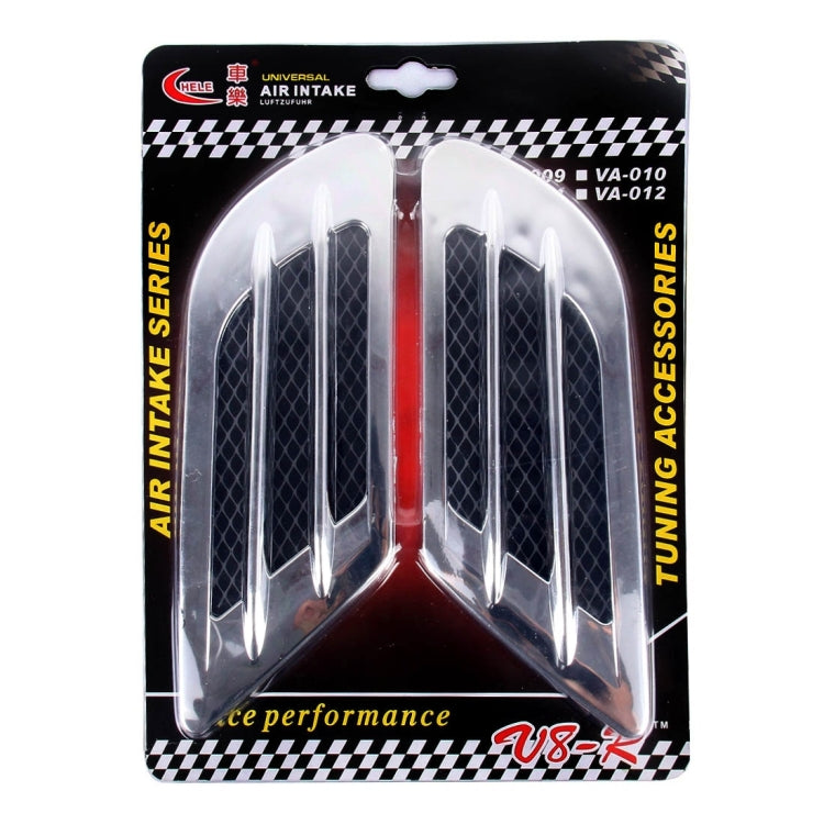 2 PCS Euro Style Plastic Decorative Air Flow Intake Turbo Bonnet Hood Side Vent Grille Cover With Self-adhesive Sticker
