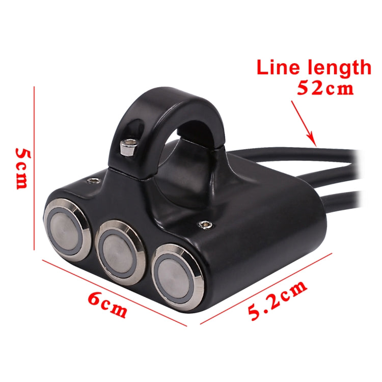 Motorcycle Headlight Auxiliary Light Horn Switches Aluminum Alloy Three-position Faucet Switches with Light