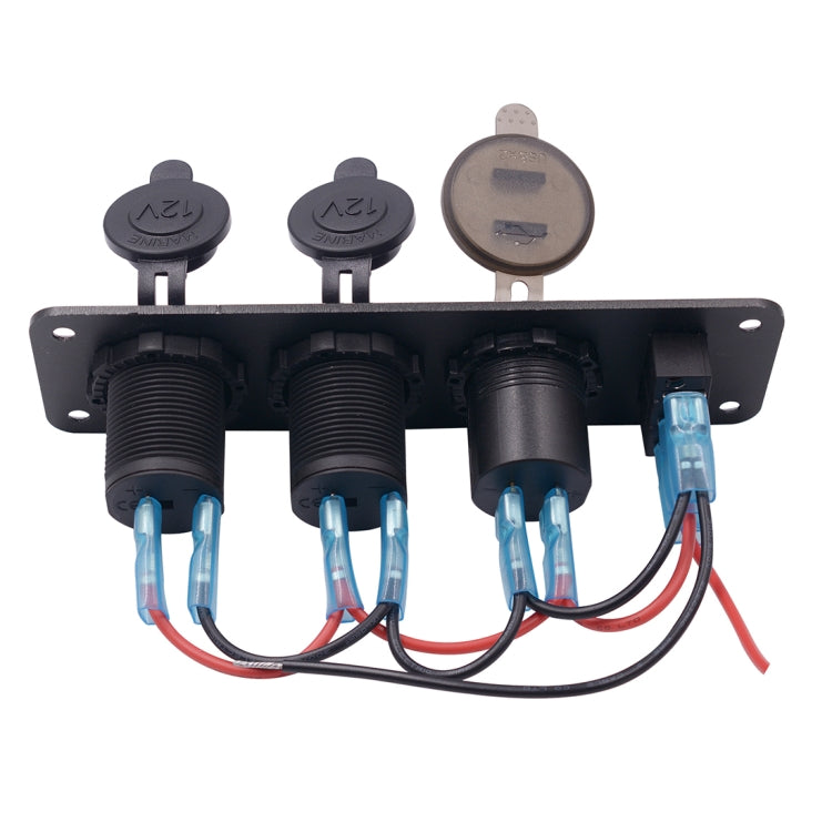 DC 12V 3 Position Switch Panel Circuit Breaker with Digital Voltmeter / Dual USB Power Charger Adapter / Cigarette Lighter Socket
