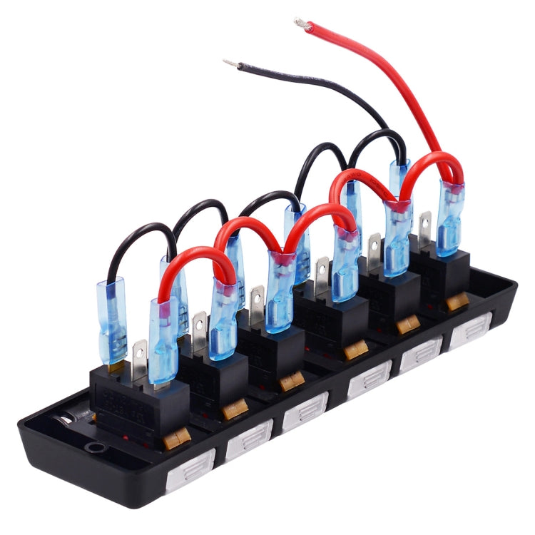 DC 12V 6 Way 16A IP66 Circuit Breakers Button Toggle Switch Panel with LED Indicator for Car RV Marine Boat