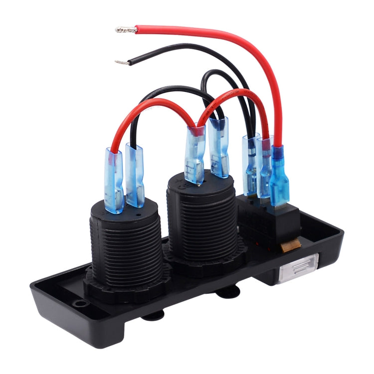 DC 12V IP66 3 Position Switch Panel Circuit Breaker with Dual USB Power Charger Adapter and Cigarette Lighter Socket
