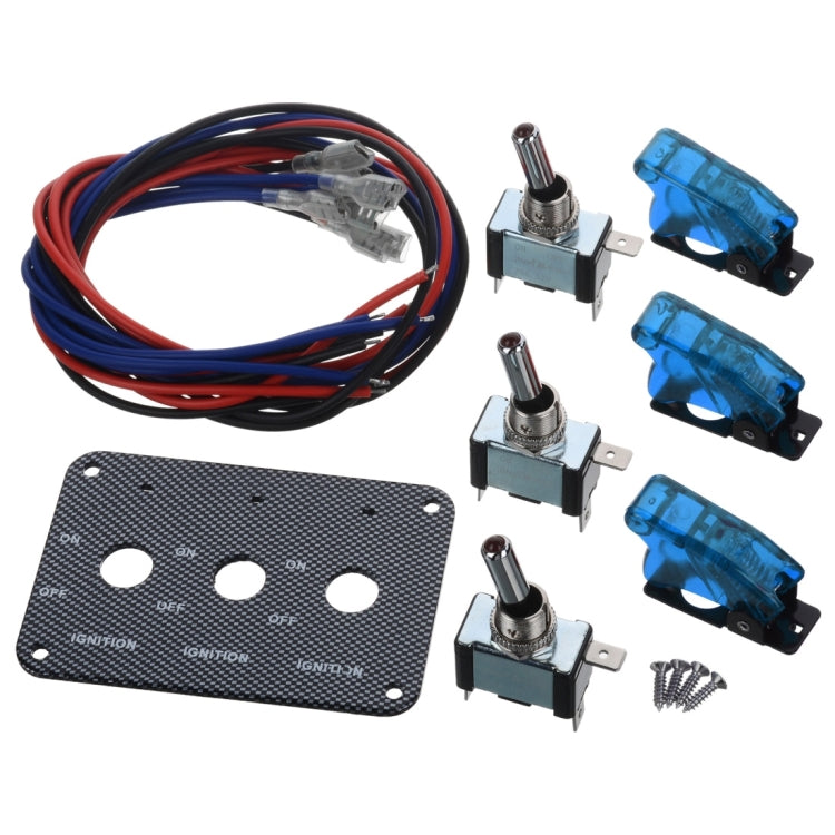 Jtron DV 12V Carbon Fiber Surface Panel Car Toggle Switch with