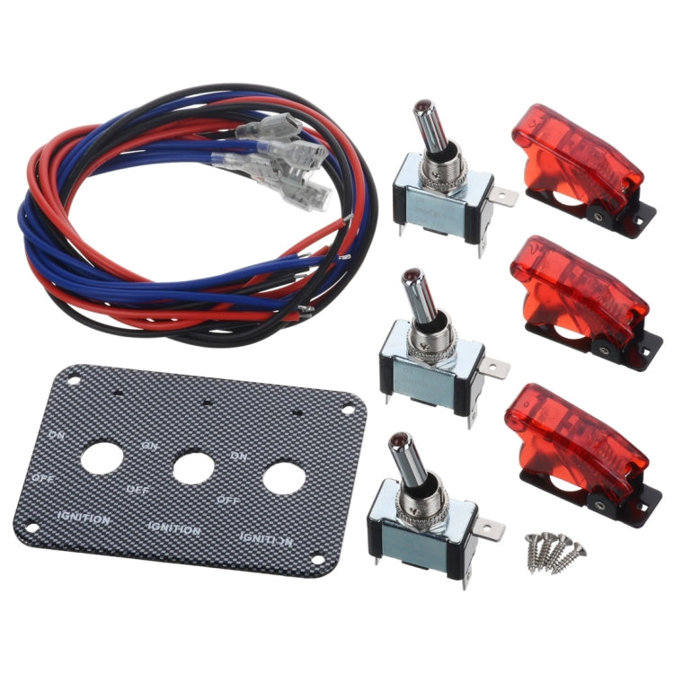 Jtron DV 12V Carbon Fiber Surface Panel Car Toggle Switch with