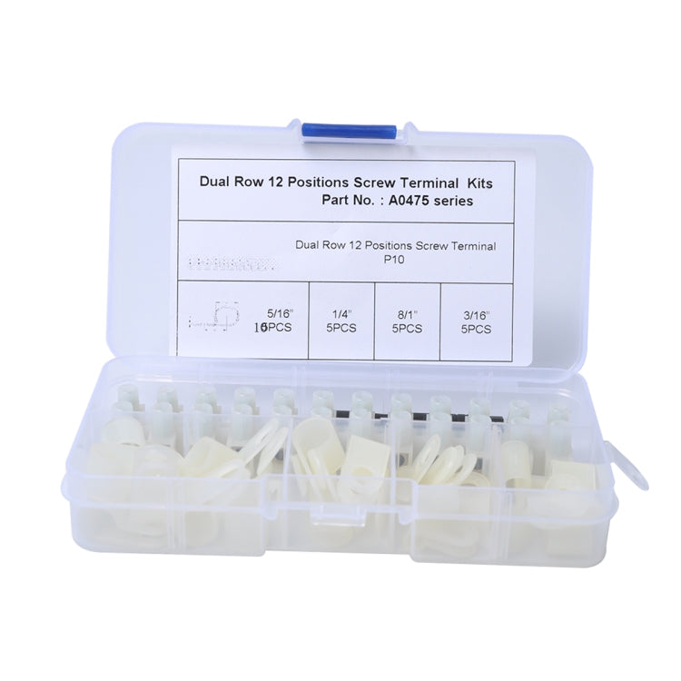 12 Position Barrier Screw Terminal Block Wire Dual Row Connector Strip 300V 30A with R Type Line Clamp