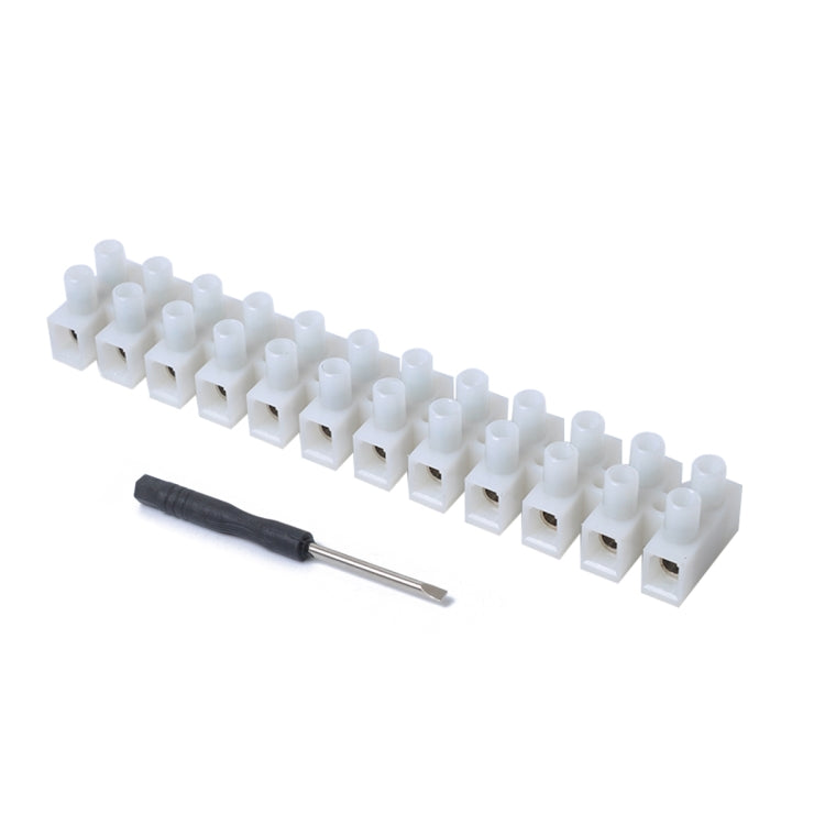 12 Position Barrier Screw Terminal Block Wire Dual Row Connector Strip 300V 30A with R Type Line Clamp