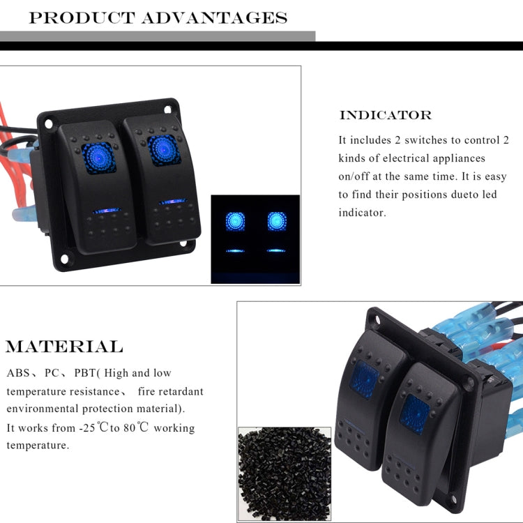 5PIN DC 12V / 24V Circuit Breakers Button Toggle Switch Panel with LED Indicator for Car RV Marine Boat