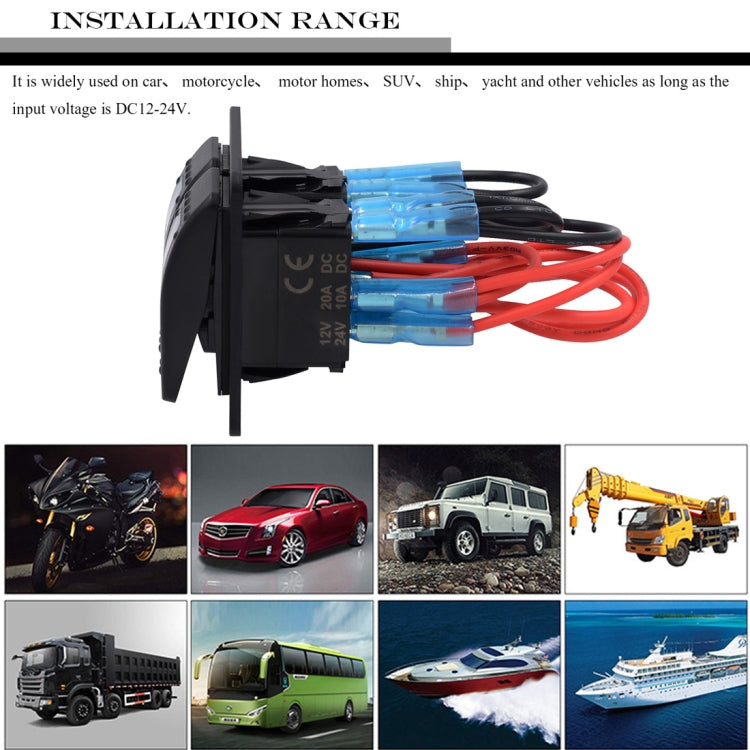 5PIN DC 12V / 24V Circuit Breakers Button Toggle Switch Panel with LED Indicator for Car RV Marine Boat