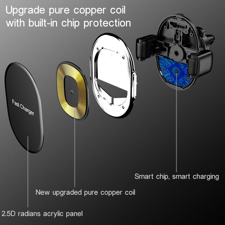 CW7 10W Max Output Roller Memory Car Mount Clip Holder Wireless Charger