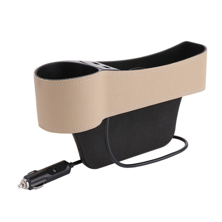 Car Multi-functional Driver Seat Console PU Leather Box Cigarette Lighter Charging Pocket Cup Holder Seat Gap Side Storage Box