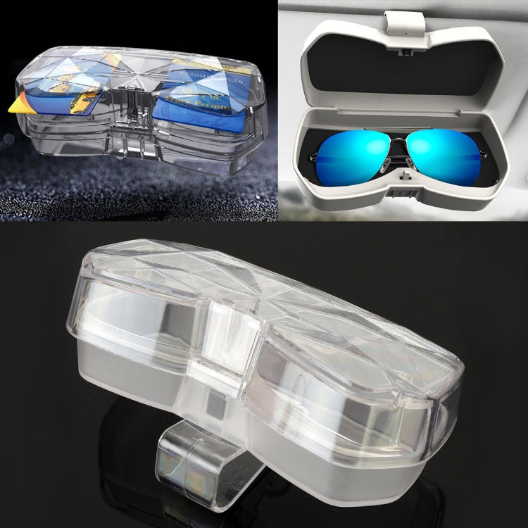 Car Multi-functional Glasses Case Sunglasses Storage Holder with Card Slot, Diamond Style