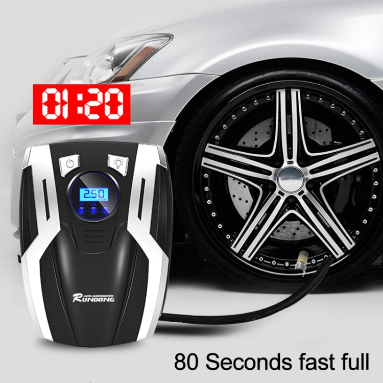 RUNDONG AUTO ACCESSORIES 12V Portable Car Electric Tire Pump Air Pump Tire Inflator with Toolbox, Digital Display Version