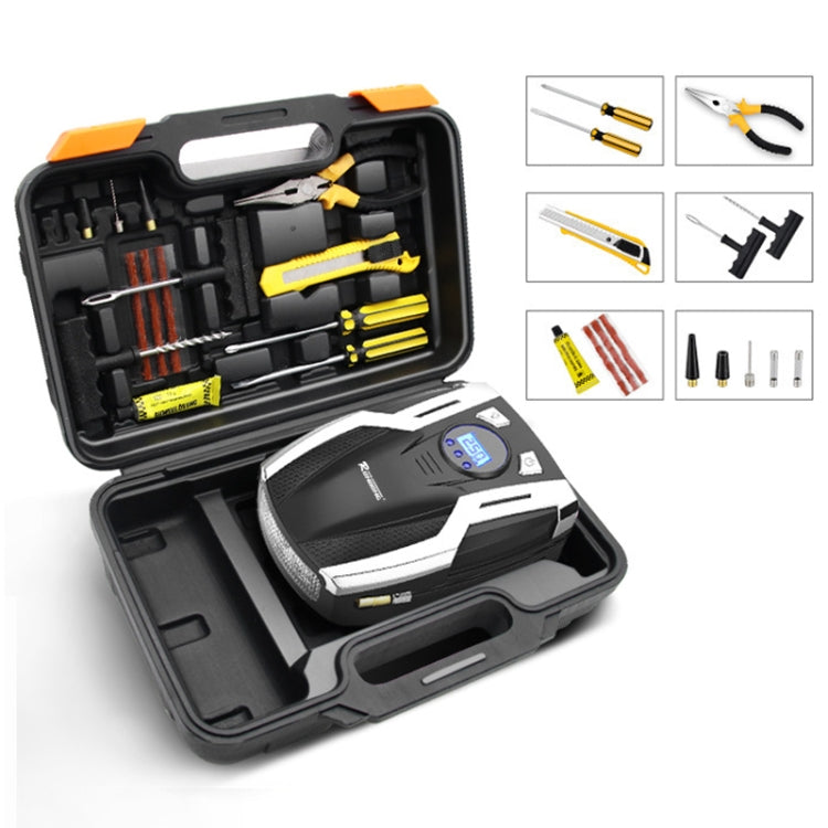 RUNDONG AUTO ACCESSORIES 12V Portable Car Electric Tire Pump Air Pump Tire Inflator with Toolbox, Digital Display Version