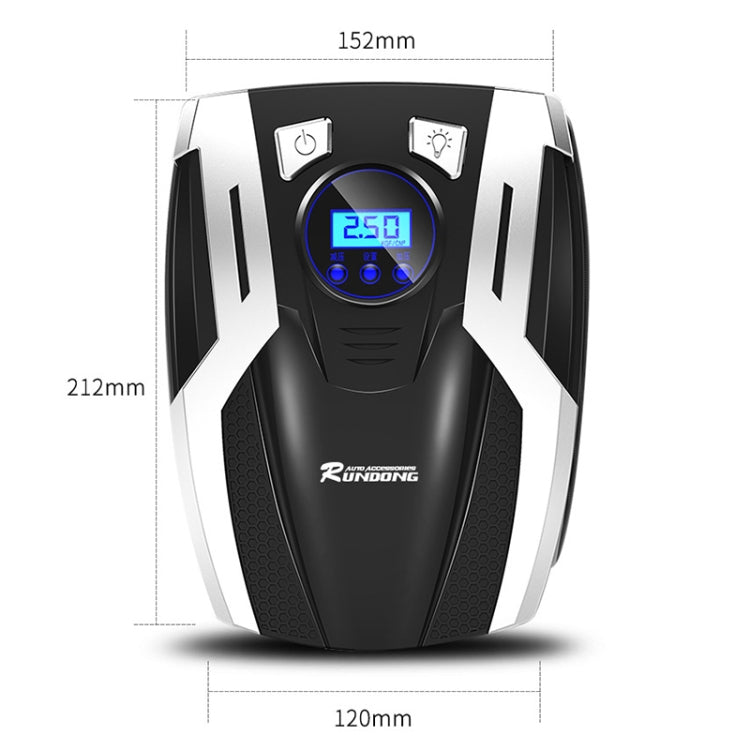 RUNDONG AUTO ACCESSORIES 12V Portable Car Electric Tire Pump Air Pump Tire Inflator with Toolbox, Digital Display Version