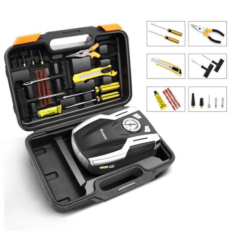 RUNDONG AUTO ACCESSORIES 12V Portable Car Electric Tire Pump Air Pump Tire Inflator with Toolbox, Pointer Version