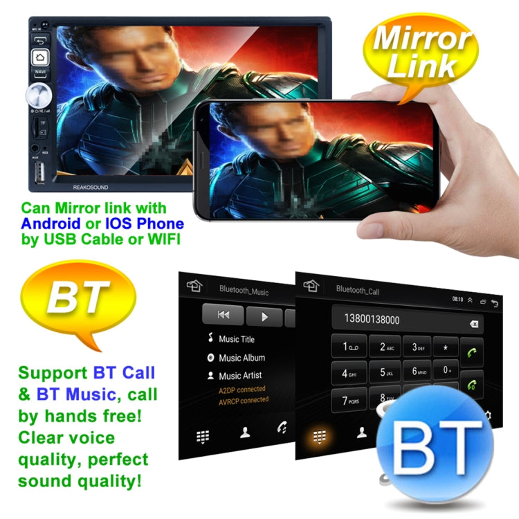 RK-A716 7 inch Universal Android 8.1 Car Radio Receiver MP5 Player, Support FM & Bluetooth & Phone Link & WIFI with Remote Control