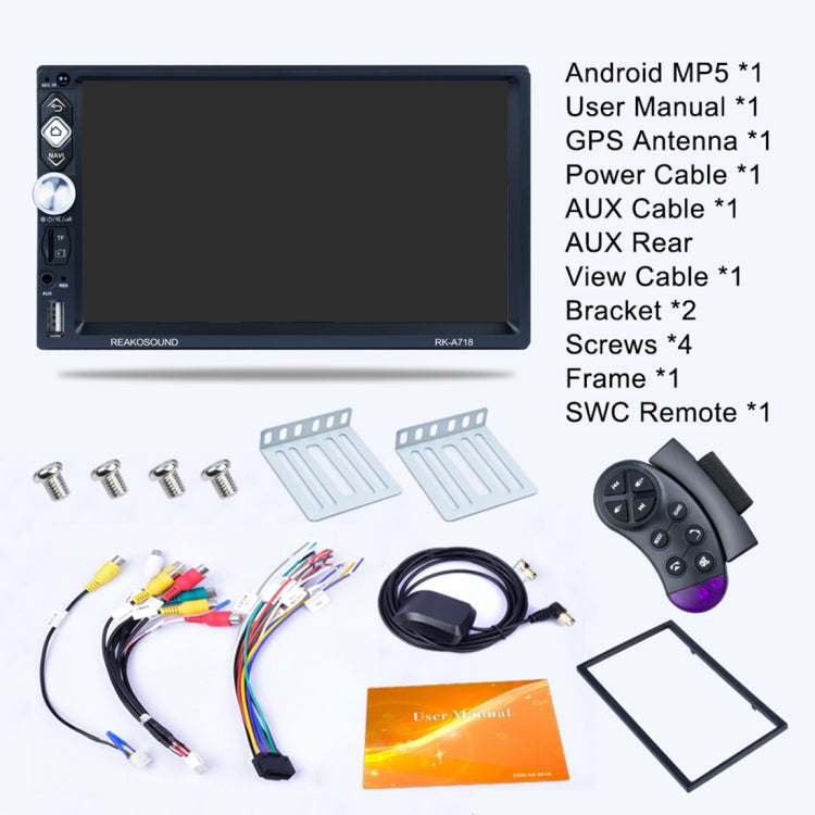 RK-A718 7 inch Universal Android 8.1 Car Radio Receiver MP5 Player, Support FM & Bluetooth & Phone Link & WIFI with Remote Control