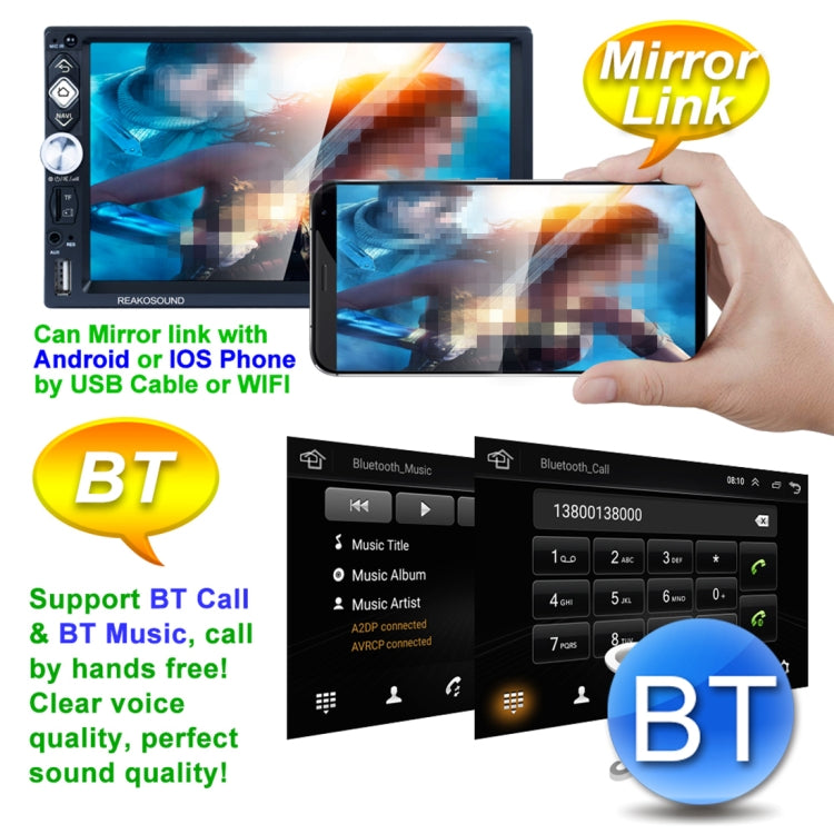 RK-A718 7 inch Universal Android 8.1 Car Radio Receiver MP5 Player, Support FM & Bluetooth & Phone Link & WIFI with Remote Control