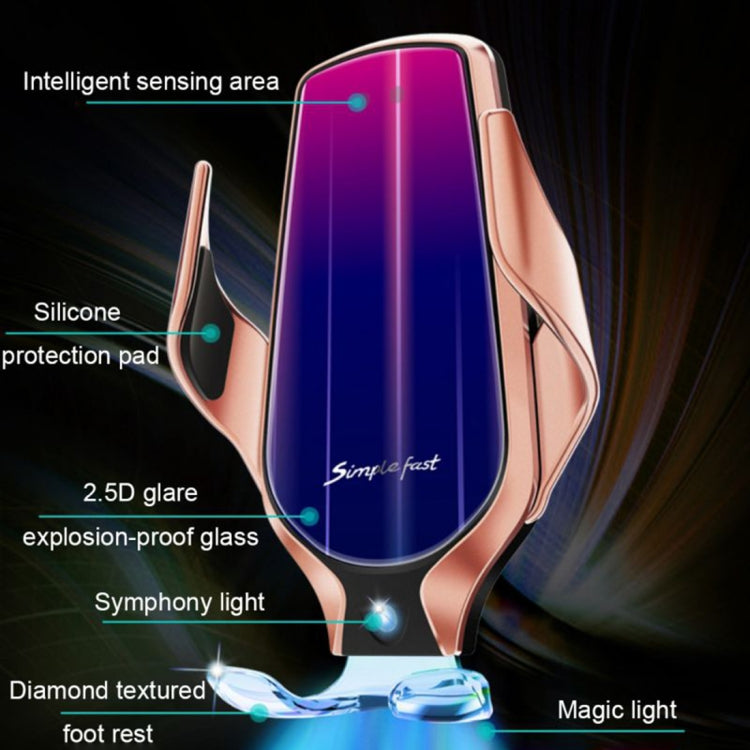 R9 Car QC Fast Charging QI Standard Wireless Charger Air Vent Bracket for 6-9.6cm Cellphone