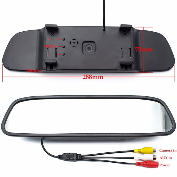 PZ604 170 Degree Car 4.3 inch Rearview Mirror Monitor with Round Camera