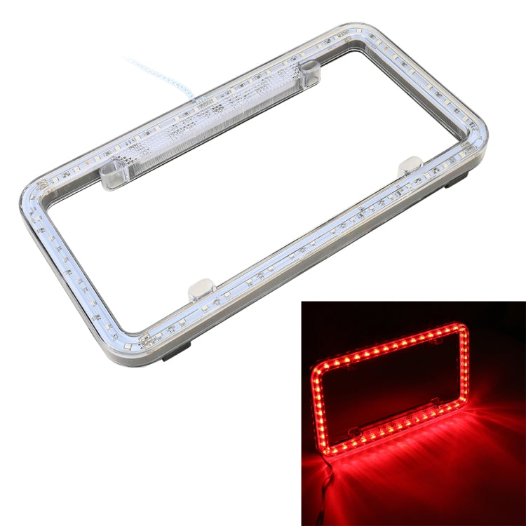 12V Car License Plate Plastic Bracket Frame Holder Stand Mount with Light(Red Light)