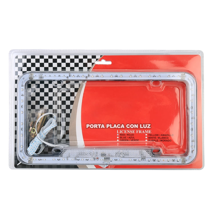 12V Car License Plate Plastic Bracket Frame Holder Stand Mount with Light(Red Light)