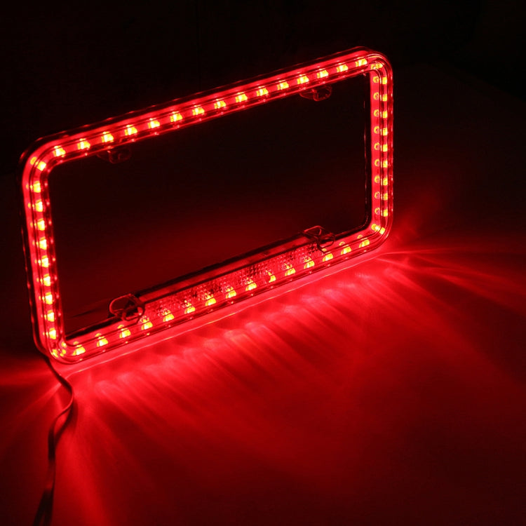 12V Car License Plate Plastic Bracket Frame Holder Stand Mount with Light(Red Light)