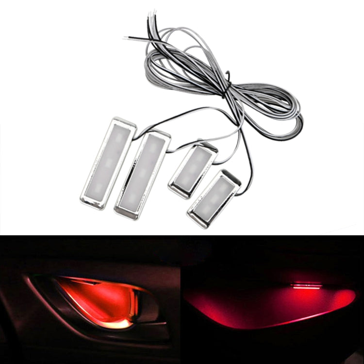 4 PCS Universal Car LED Inner Handle Light Atmosphere Lights Decorative Lamp DC12V / 0.5W Cable Length: 75cm
