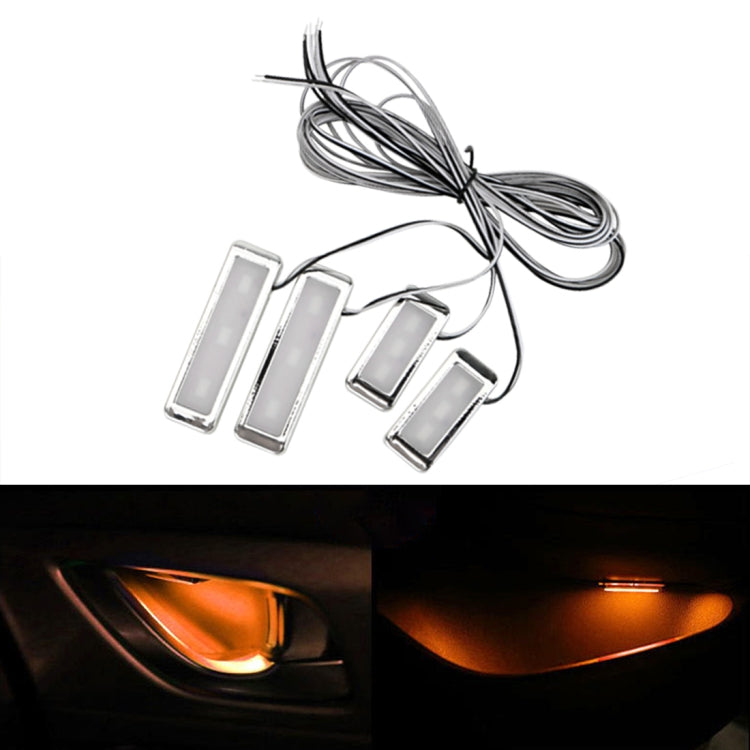 4 PCS Universal Car LED Inner Handle Light Atmosphere Lights Decorative Lamp DC12V / 0.5W Cable Length: 75cm