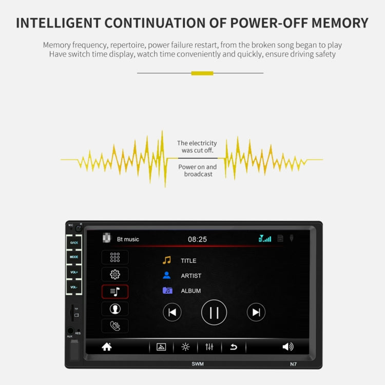 N7 7 inch HD Universal Car Radio Receiver MP5 Player, Support FM & Bluetooth & Phone Link with Remote Control