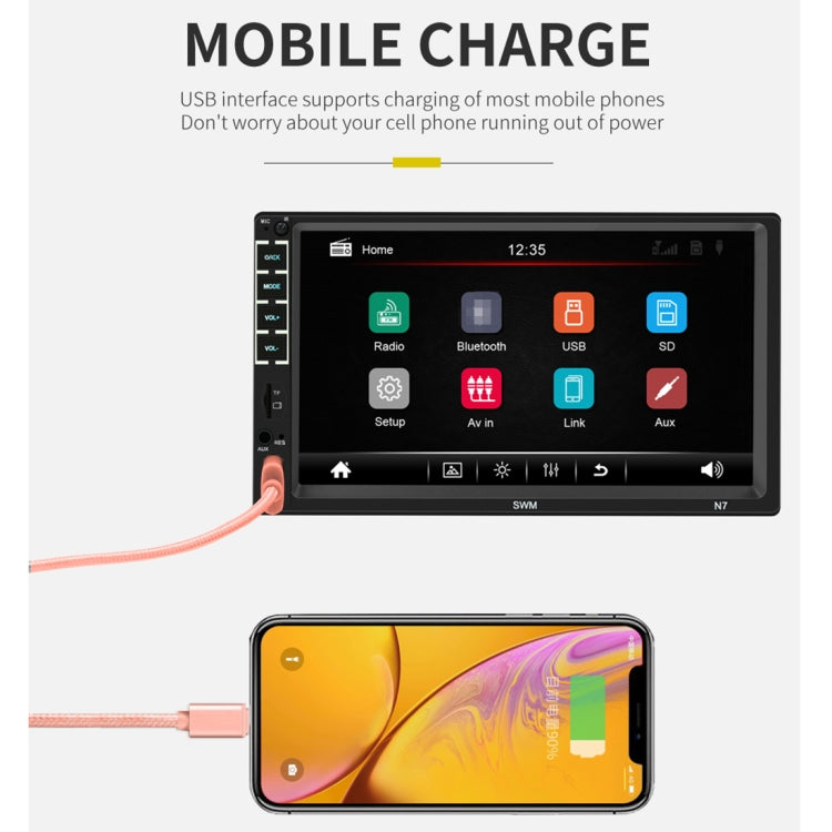 N7 7 inch HD Universal Car Radio Receiver MP5 Player, Support FM & Bluetooth & Phone Link with Remote Control