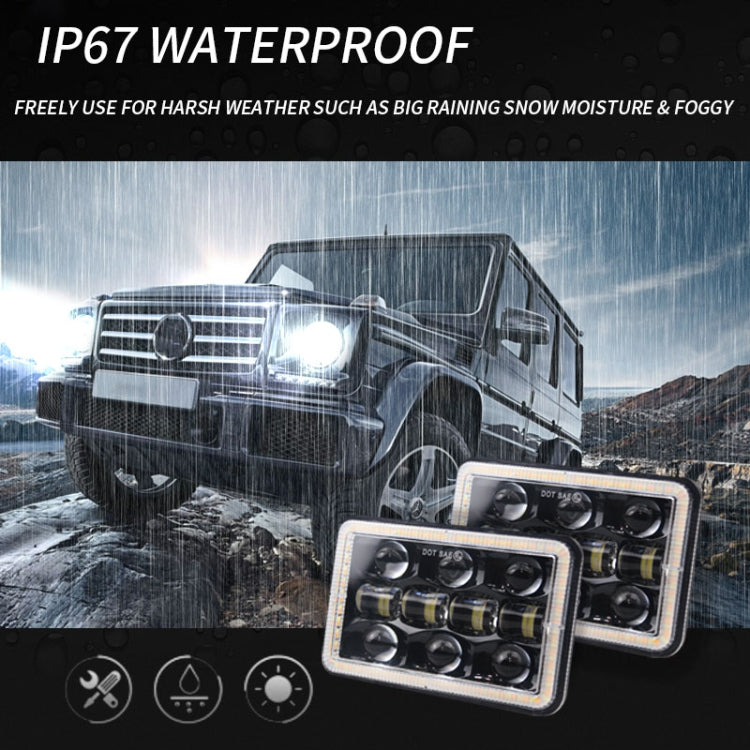 5 inch H4 DC 9V-30V 5000LM 6000K/3000K 45W IP67 Car Square Shape LED Headlight Lamps for Jeep Wrangler, with Aperture