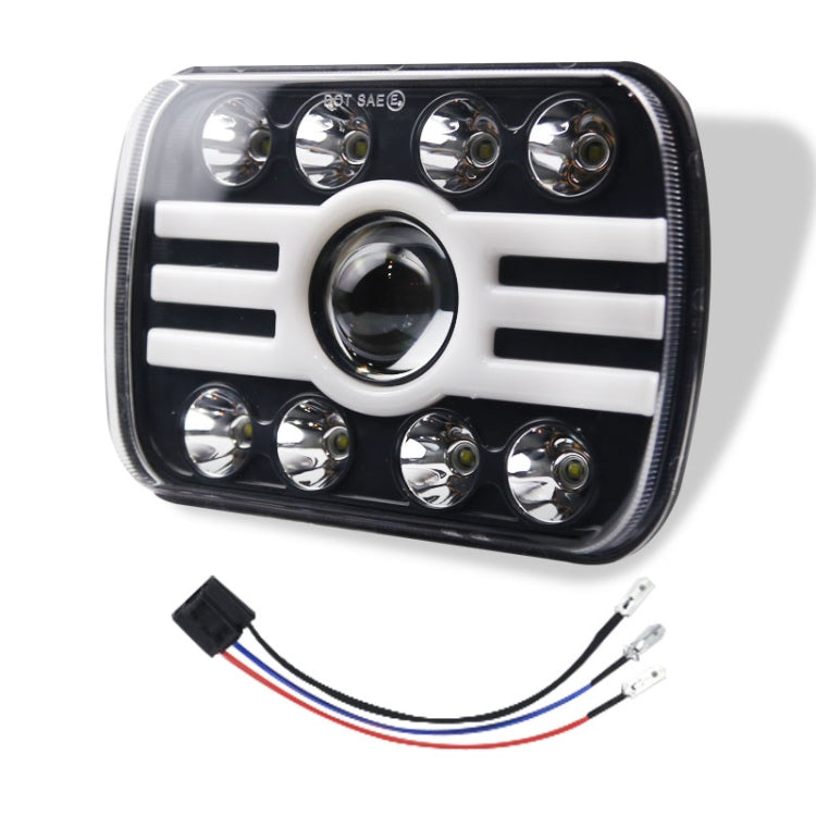 7 inch H4 DC 9V-30V 5000LM 6000K/3000K 45W IP67 8LED Lamp Beads Car Square Shape LED Headlight Lamps for Jeep Wrangler, with Lens