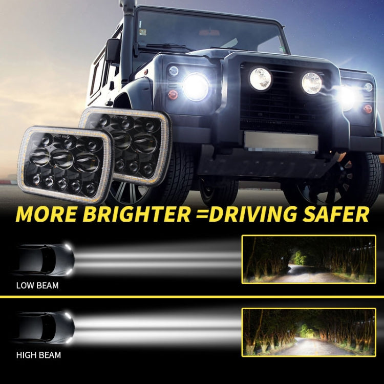 7 inch H4 DC 9V-30V 5000LM 6000K/3000K 45W IP67 Car Square Shape LED Headlight Lamps for Jeep Wrangler, with Aperture