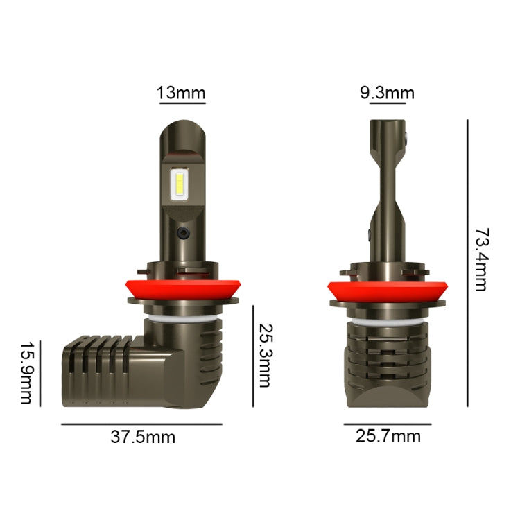 2 PCS P10 H8 / H9 / H11 DC9-36V / 17W / 6000K / 2000LM IP68 Car LED Headlight Lamps (Cool White)