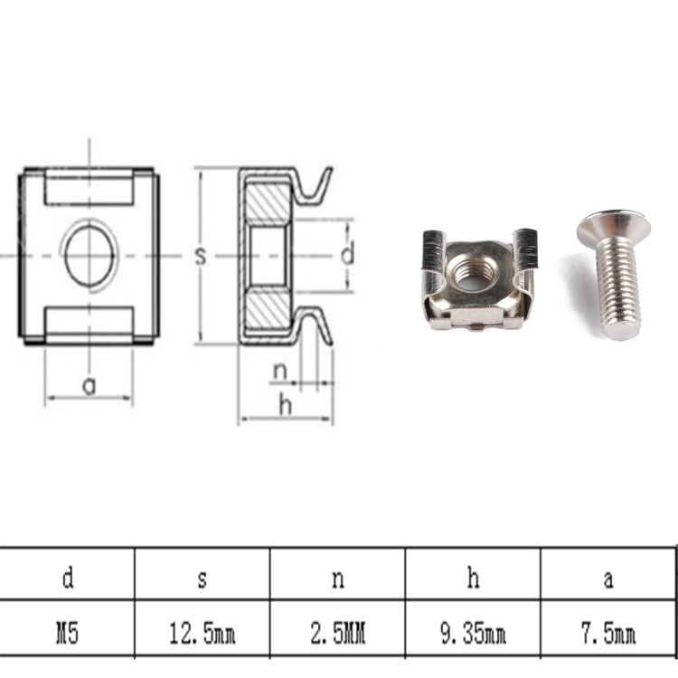 50 Sets M5 Square Hole Hardware Cage Nuts & Mounting Screws Washers for Server Rack and Cabinet (M5 x 16mm)