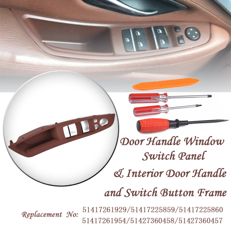 7 PCS Door Handle Window Switch Panel Interior Door Handle 51417225875 for BMW 5 Series, Left Driving