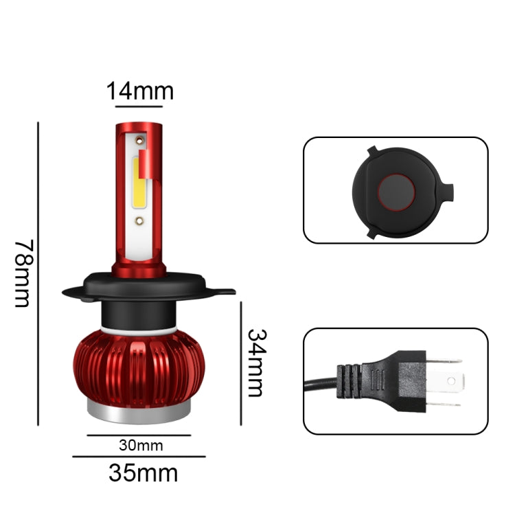 2 PCS K1 H4 / HB2 / 9003 DC9-36V / 10W / 6000K / 1000LM IP68 Car LED Headlight Lamps (Cool White)